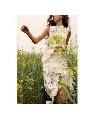 Zara Asymmetrical Crochet Top&Skirt Set